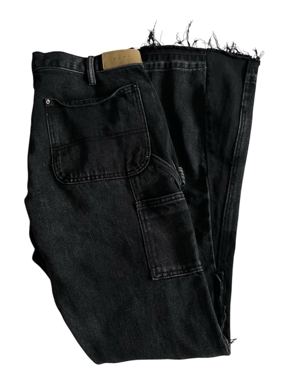 Mens MNML 33 (Fits 34x34) Stacked Distressed Ripped Flare Double Knee Jeans
